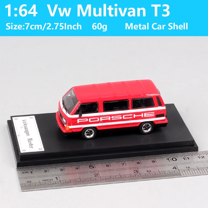 Master 1/64 Scale Retro VWประเภท2 T3 Multivan Bus Van Transporterรุ่นโลหะDiecasts & Toy Vehiclesรถสีแดงกล่องอะคริลิค