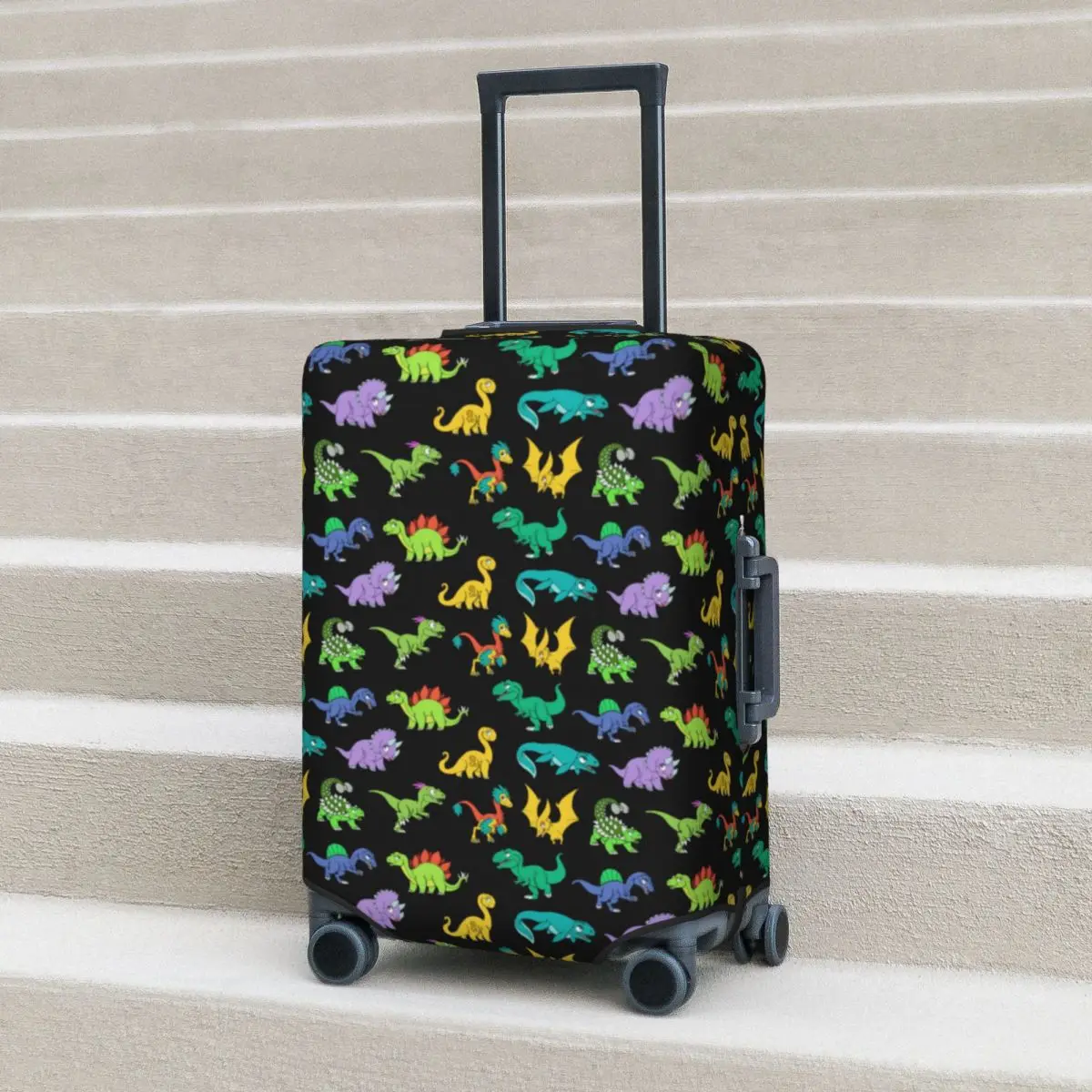 

Derpy Dinosaurs Suitcase Cover Holiday Cartoon Cute Dinosaur Raptor Useful Luggage Accesories Travel Protector