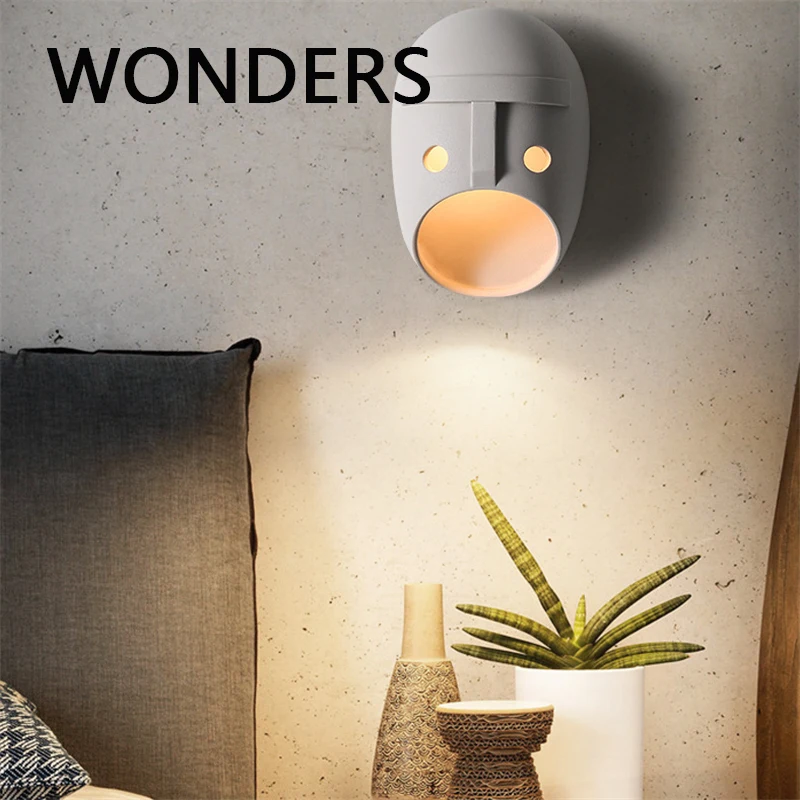 

Creative Children's Room Mask Led Sconce Lamp Nordic Modern Minimalist Dutch Designer Wall Lamps G9 Light Source Unique Light