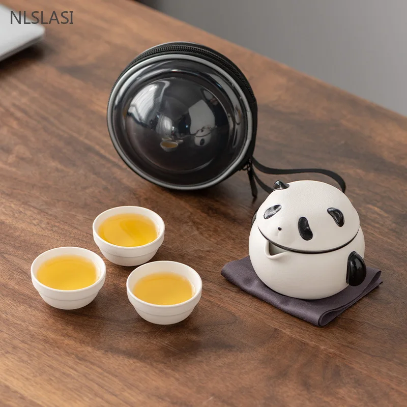 

Creative Panda Travel Tea Set Portable Quick Cup Ceramic Teapot and Cup Set Cute Gift Box Teaware Custom Beauty Tea Infuser