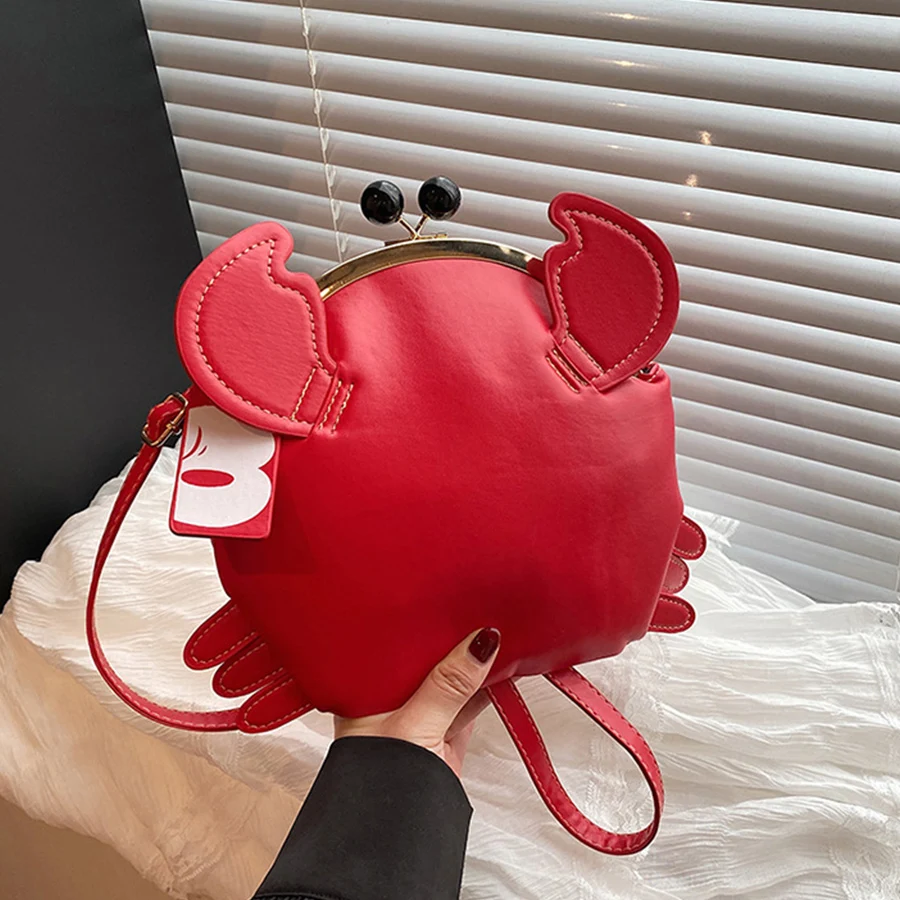 

Cartoon Crab Shape Handbag with Crab Coin Purse Crossbody Bag Crayfish Shells Clip Purse Detachable Shoulder Bag Women's Satchel