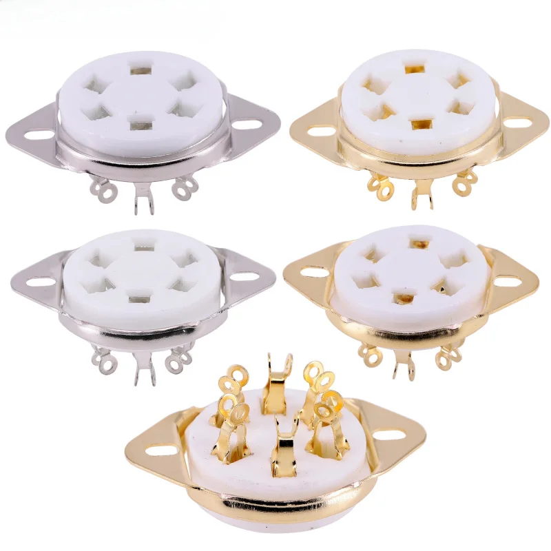 6Pin GZC6-2 Ceramic Gold Plated Tube Socket HiFi Amplifier DIY Vacuum Tube Base For VT57 VT58 6D6 WE310 310A