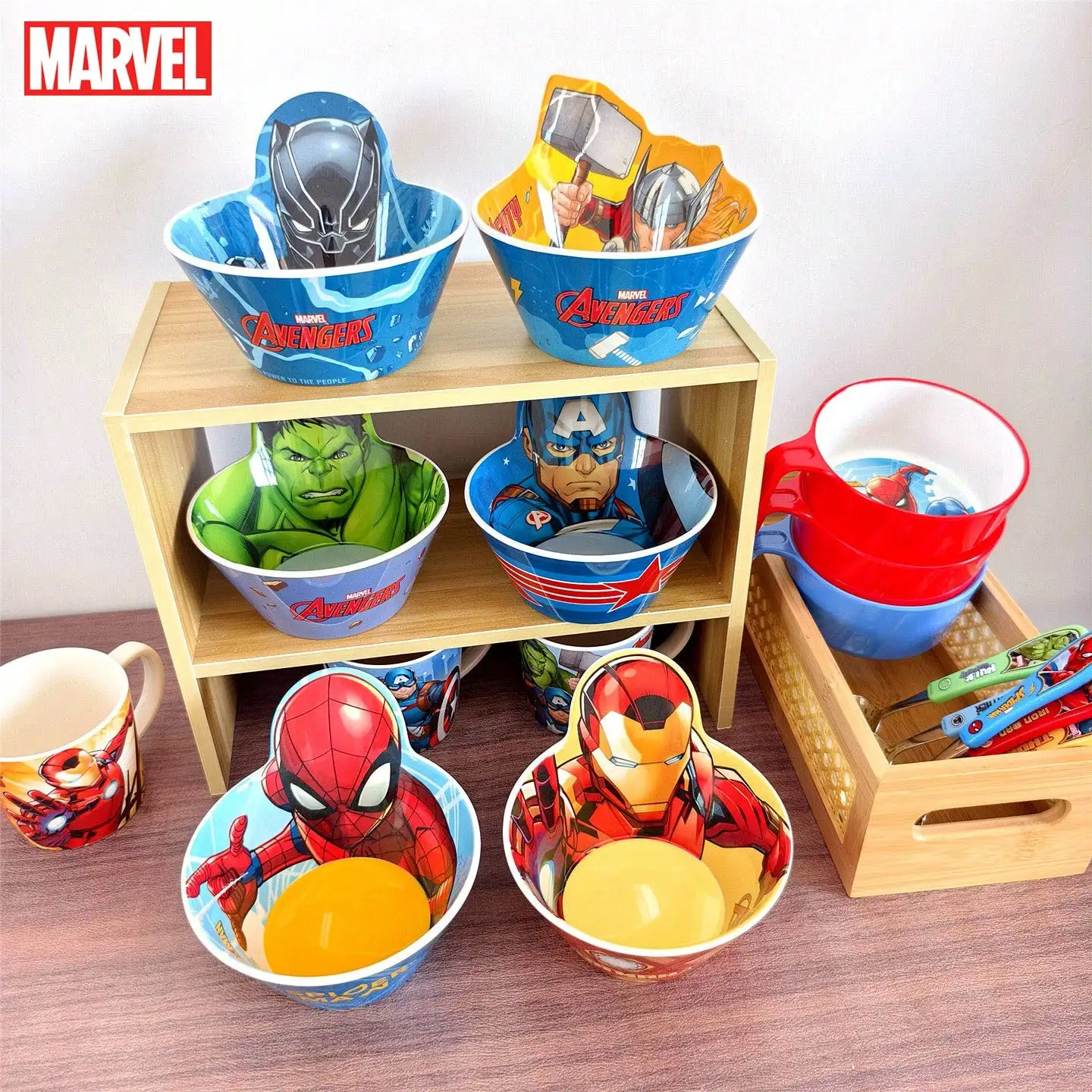 1PC Avengers Officially Licensed Spider-Man Hulk Thor Melamine Bowl Heat Resistant Shatterproof Breakfast Cereal Soup Bowl Gift