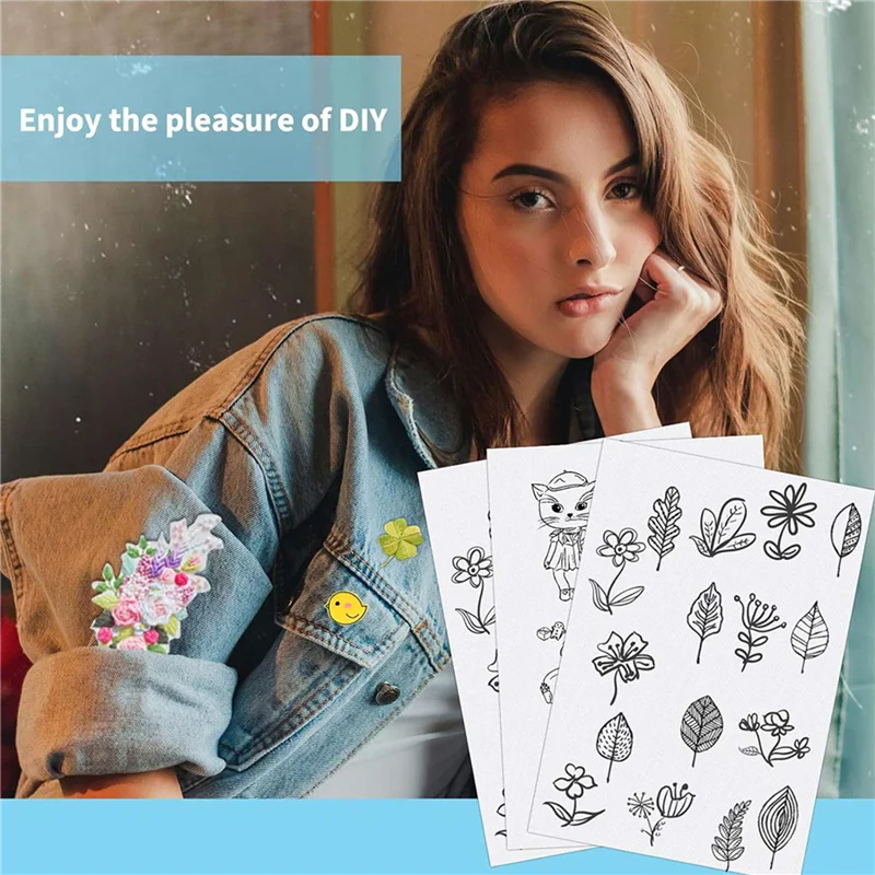 ABKQ-ورق التطريز والغرز للتطريز نقل التطريز القابل للذوبان لنقل أنماط التطريز 10 قطعة