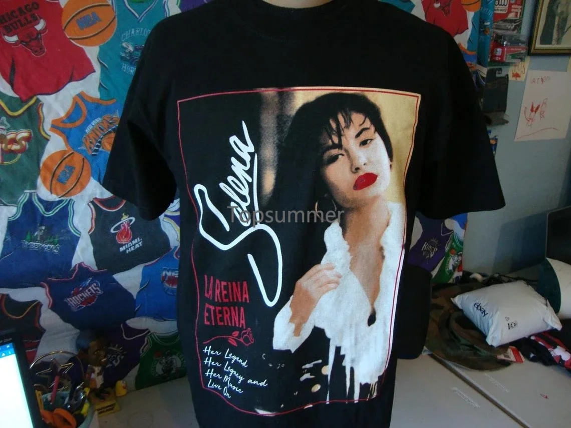 Vintage 90\'S Selena Quintanilla La Reina Eterna Black Tee Tejano Queen T Shirt Size L