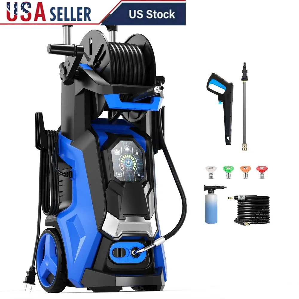 Electric Pressure Washer 5000 PSI 3.5 GPM Touch Screen Adjustable Power 4 Nozzles Foam Cannon