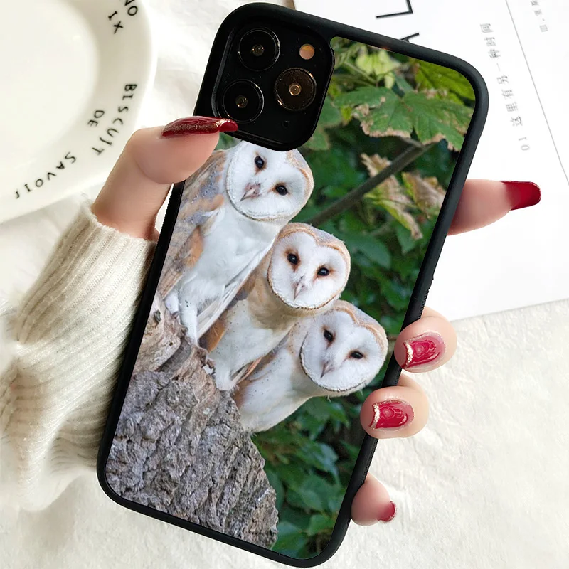 5 5S SE 2020 Phone Cover Case for iPhone 6 6S 7 8 PLUS X XS XR 11 12 13 MINI 14 PRO MAX Rubber Silicone  Three White Barn Owls