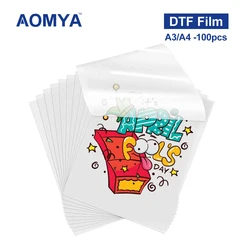 Película de transferencia adhesiva de doble cara, papel de película de transferencia de 50/100 piezas, A3/A4, DTF, 75U de espesor, pet