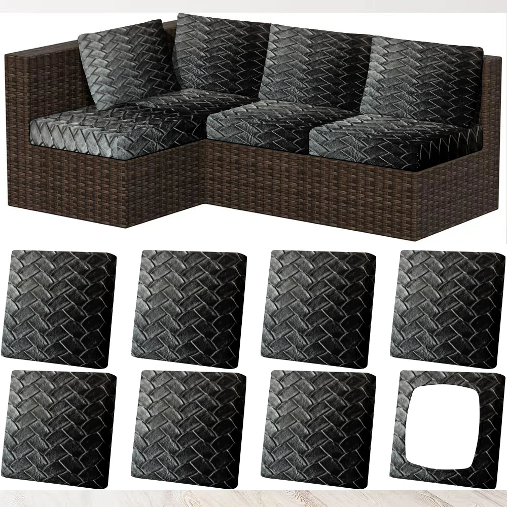 Modern Geometric Pattern Elastic Sofa Cover, Summer Outdoor & Indoor Universal, Milk Silk Fabric, Pet - Fri
