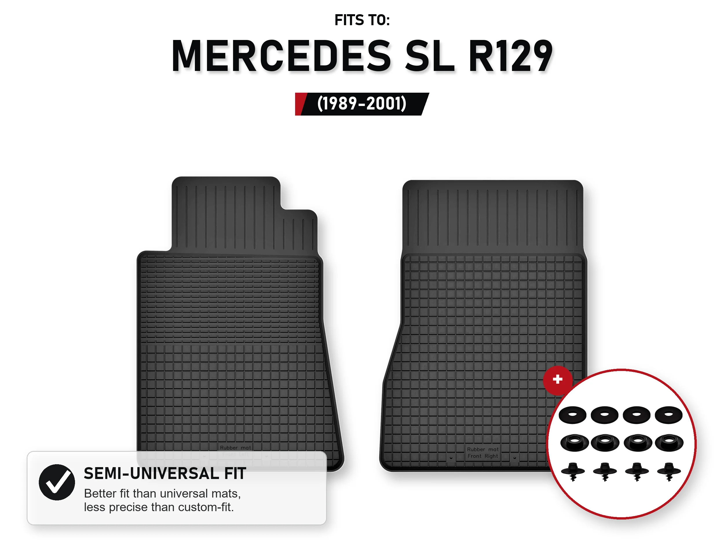 Voorste vloermatten voor: Mercedes Sl R129 1989-2001 500 Sl met stoppers