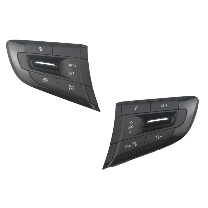 124B Interior Steering Wheel Button Assembly, Black ABS Trim Panel for Worn Button Repair and Everyday Wheel Area Service