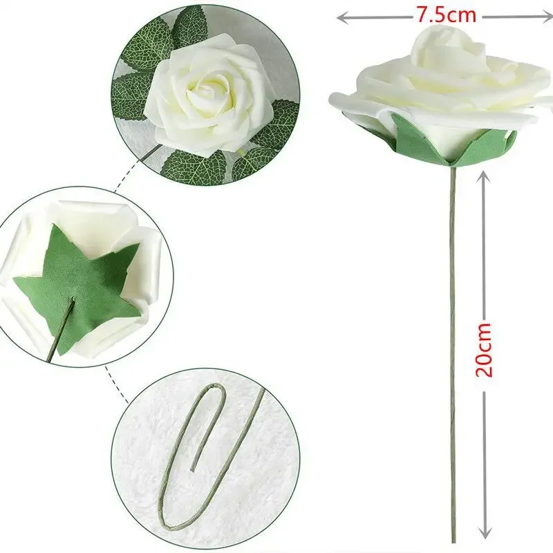 25PCS/BOX Artificial PE Rose Wedding Bouquet Valentine\'s Day Tanabata DIY Bouquet Decoration Garden Decoration