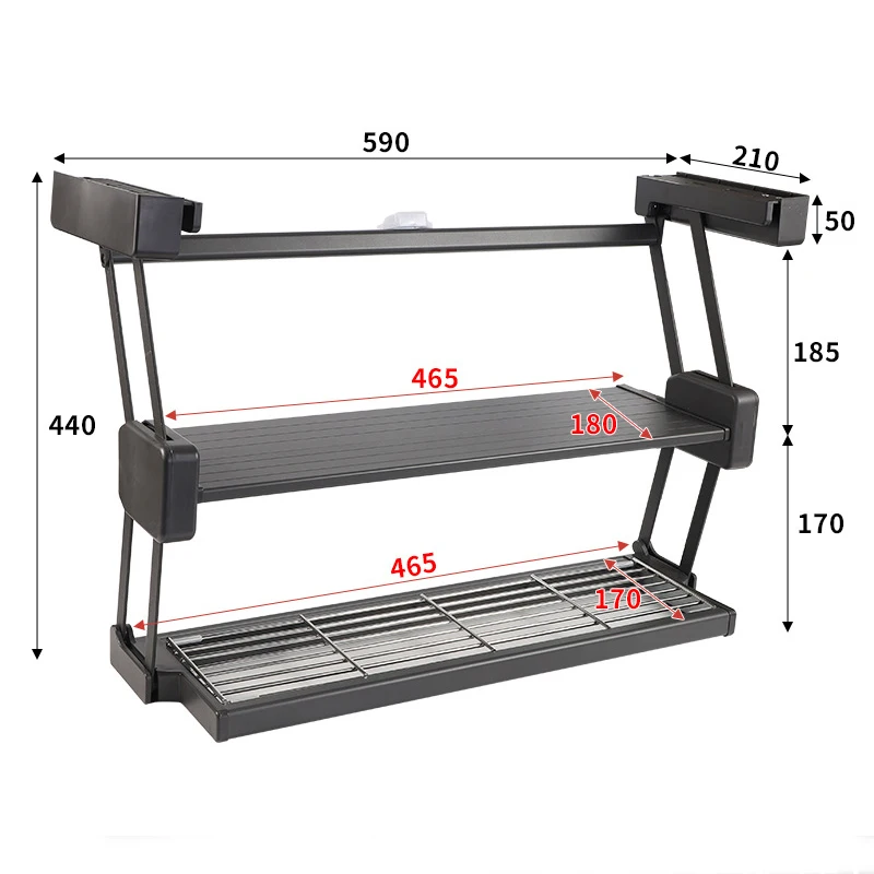 Pull-down Kitchen Folding Racks Retractable Storage Rack Under the Cabinet Lifting Basket Folding Racks Load-bearing 10kg