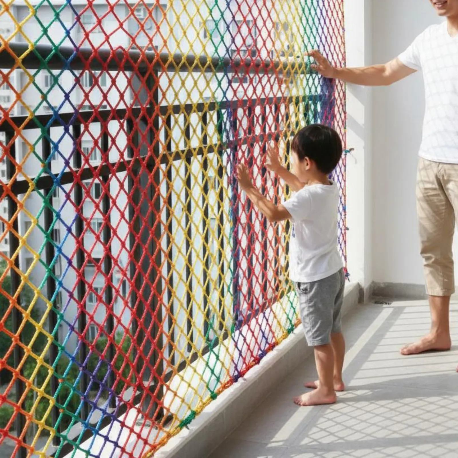 

Child Anti-Fall Net Multi-Color Balcony Guardrail Mesh Colorful Climbing Net Wear-Resistant Decorative Rope Netting Weatherproof