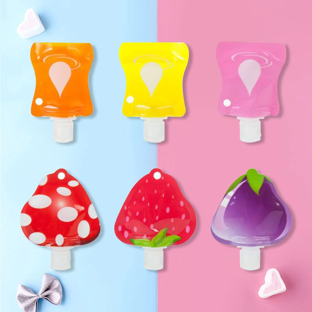 

5Pcs Fruit Shape Portable Travel Bottles Refillable Silicone Containers for Shampoo Lotion Shower Gel Liquid Soap