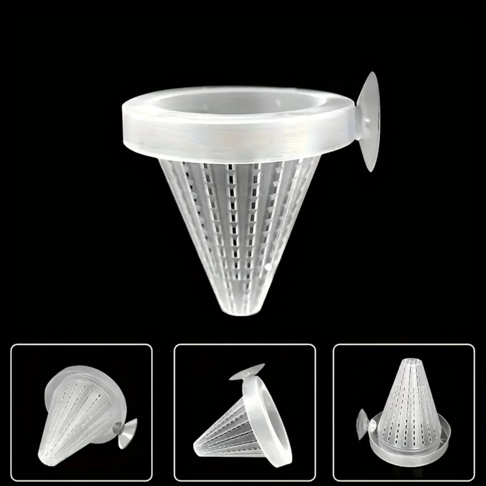 2 Aquarium Basket-Style Feeders, Fish Food Live Worm Cone-Shaped Feeding Funnel, Suitable for Home Aquarium Use