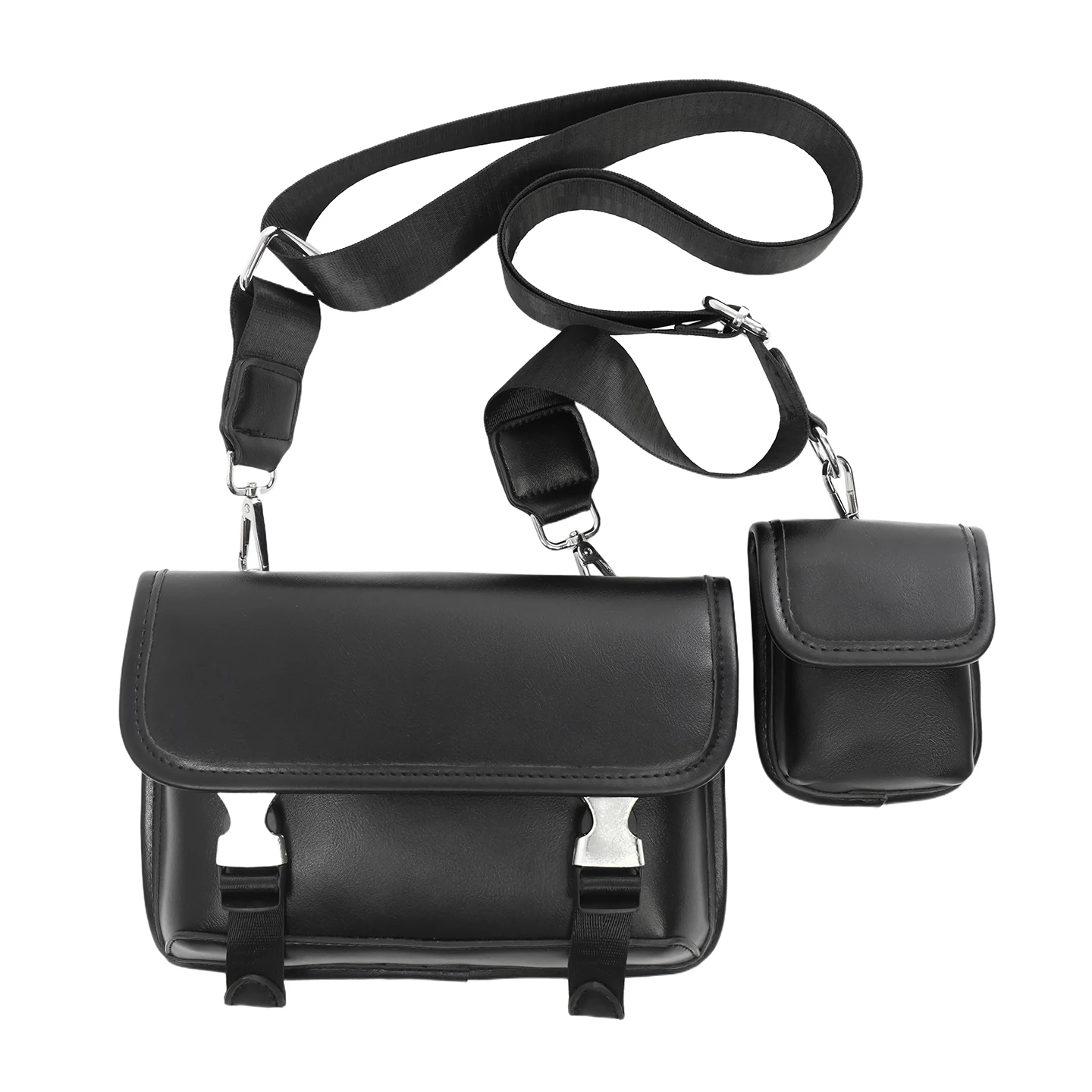 

Мужской минималистичный набор сумок через плечо из искусственной кожи – черная сумка-слинг с мини-чехлом, регулируемым ремнем, идеально подходит для повседневного использования и путешествий