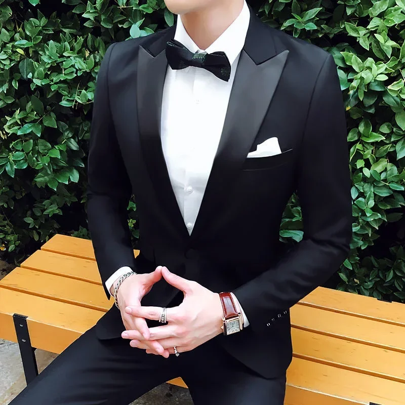 M1 Suit Suit Men's Groom Wedding Banquet Host Performance Suit Formal Tuxedo Dress Studio Photography