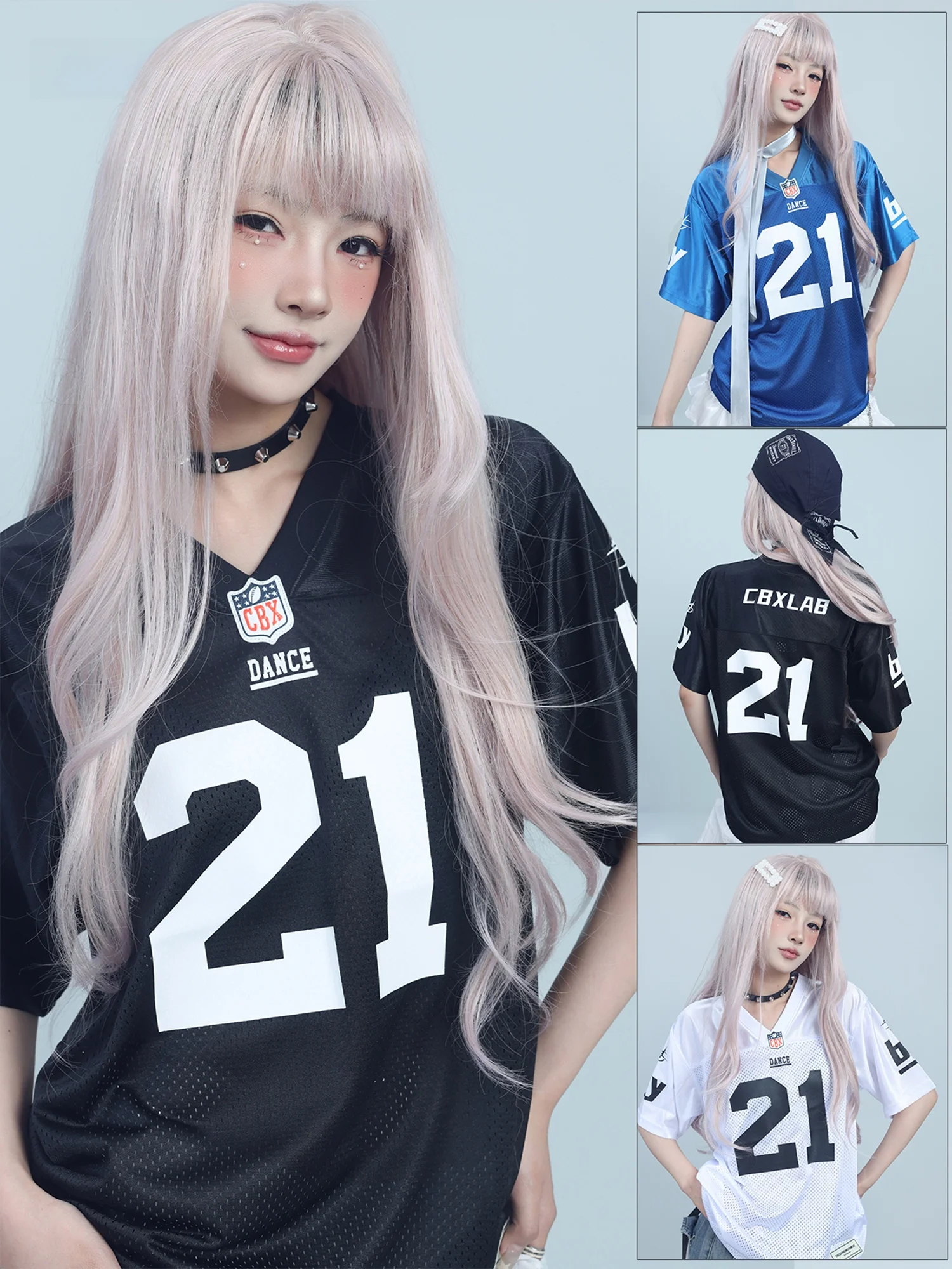 

CBXLAB Street Dance Trendy Brand Loose Fit Spor ort Sve V-Ne Me Breathable American Hip Hop Baskeall Jersey T-irt