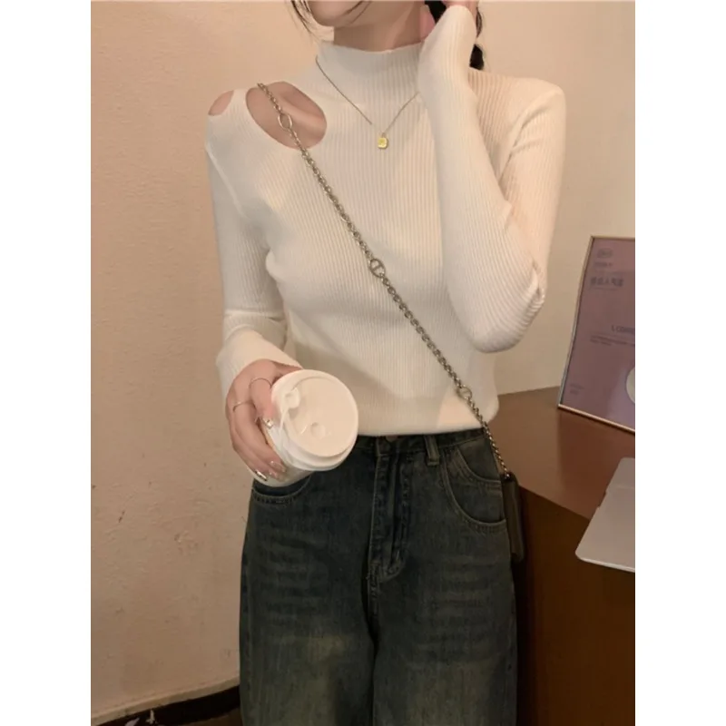 

Autumn Elegant Solid Basic Knitted Tops Women Sweater Long Sleeve Slim Casual Pullover Korean Fashion Simple Women Clothes