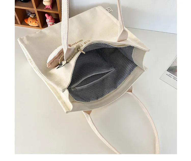 

Canvas Large Capacity Tote Bag 2026 New Versatile Casual Handbag Commuter Makeup Bags Sweet Girls Outdoor Handbags