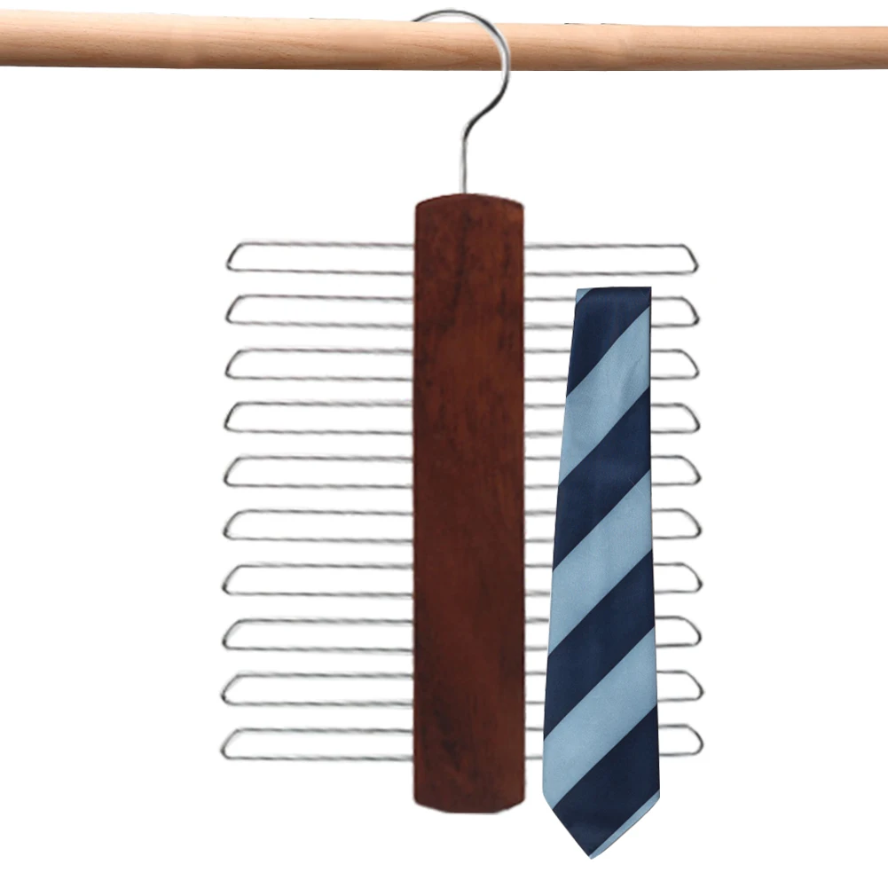 

Wooden Tie Rack Multifunctional Tie Rack Hanger Anti-Slip Small Items Storage Rack for Ties Belt Scarf Organize