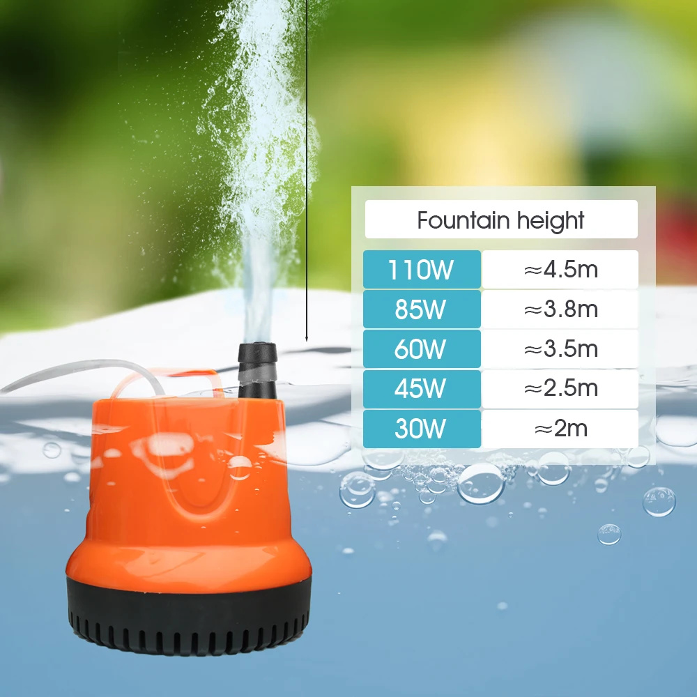 Bomba de agua de succión inferior para pecera de jardín, pequeña y multifuncional, 30/45/60/85/110 W, 220V