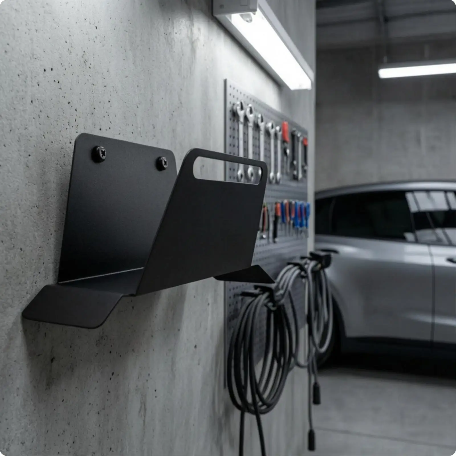 EV Charger Wall Mount Cable Holder Bracket Carbon Steel Organizer Rack for Home Garage Storage