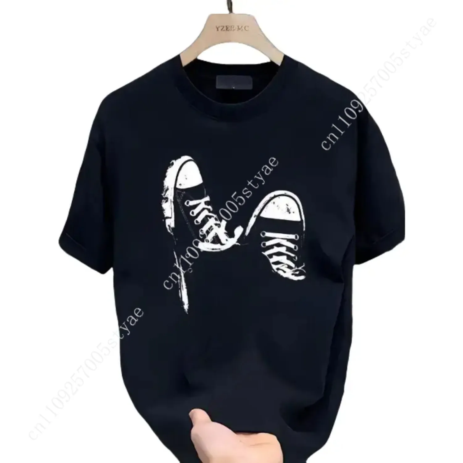 Summer New Simple Printed T-shirt Short Sleeves Round Neck Breathable Cotton Fabric Top Womenswear Day Soft Thick Tshirt Streetw