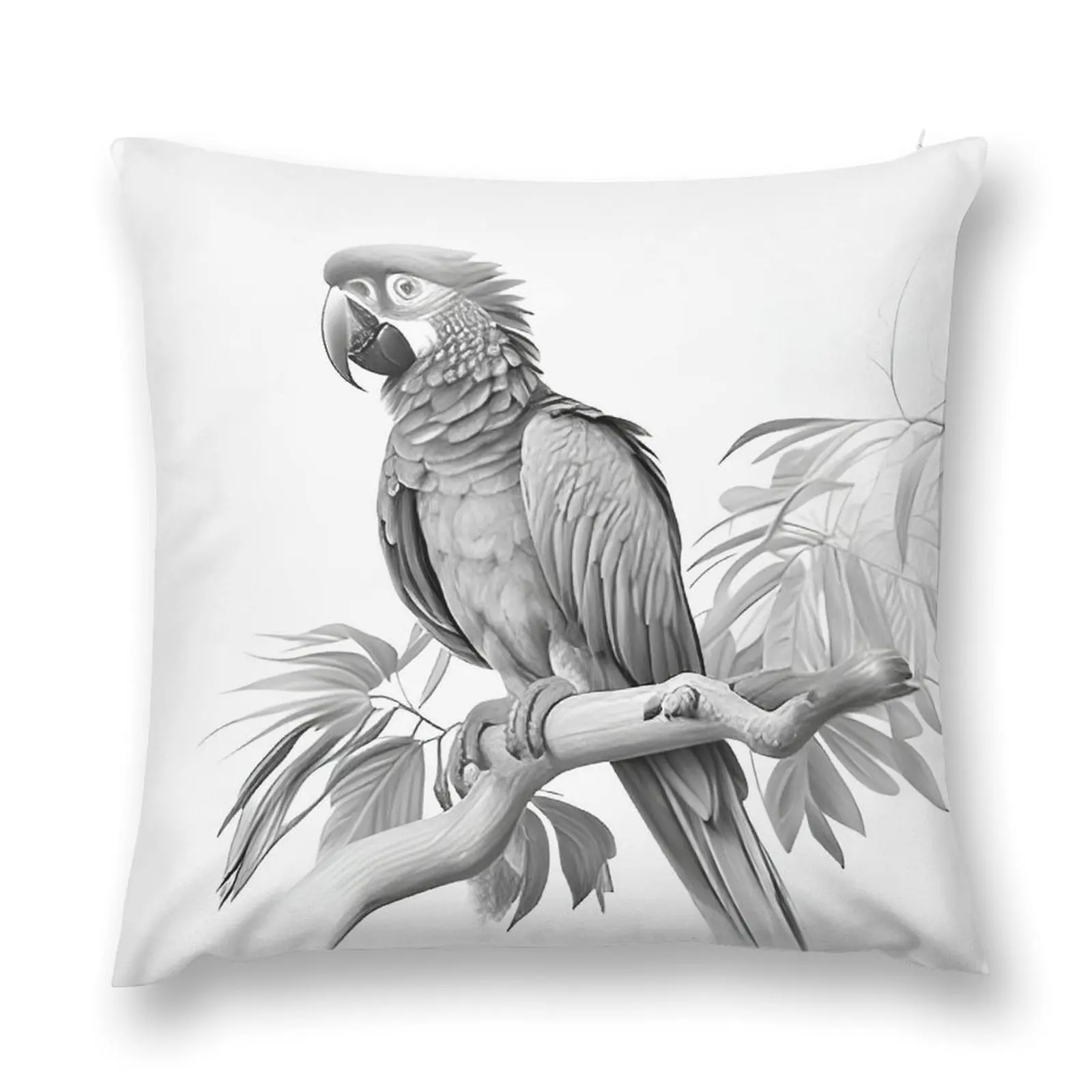 Black and white Parrot pencil drawing Throw Pillow Pillowcase Cushion Marble Cushion Cover Covers For Sofas pillow