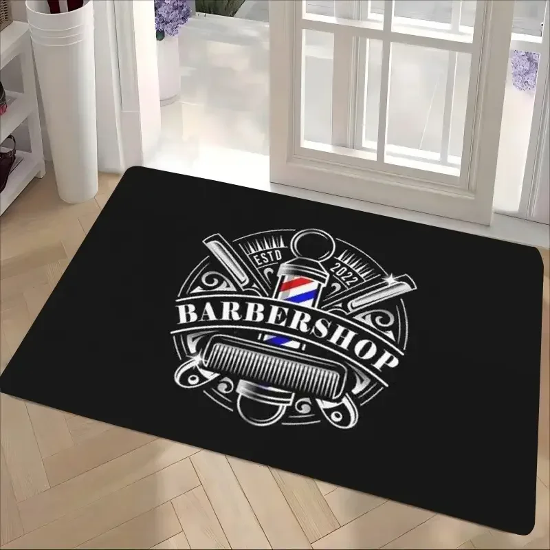 Barber Shop Sign Entrance Doormat Decor Non-Slip Welcome Mats for Home Kitchen Washable Bathroom Floor Mat Balcony Rugs