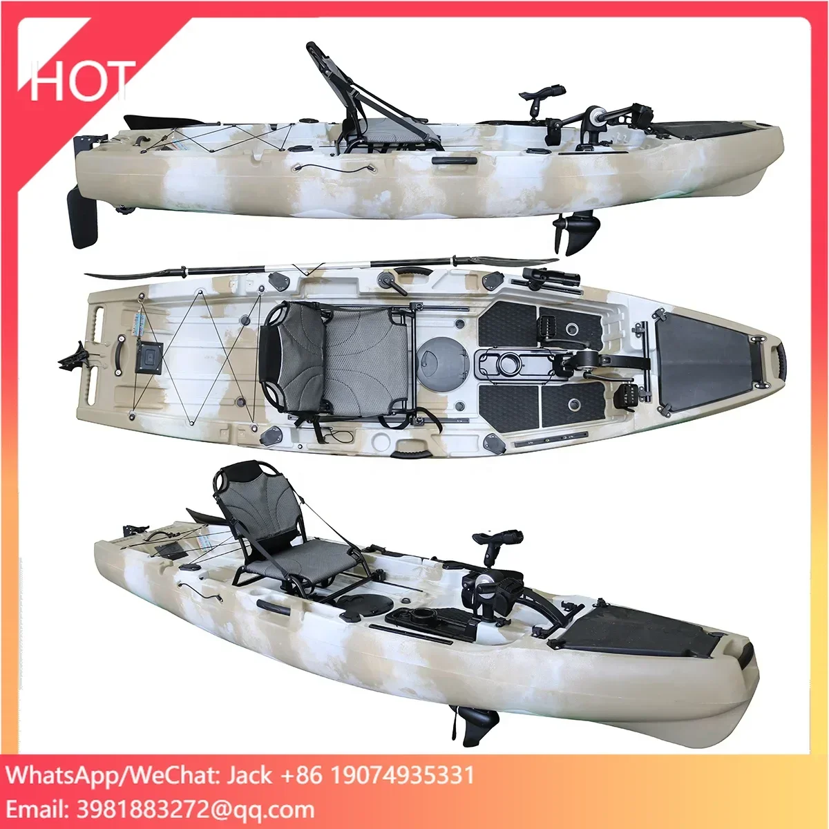 Vicking-Kayak con Pedal de pesca de 10,5 pies, asiento individual para una persona a la venta, Material plástico duro HDPE, Kayak de pesca con Pedal
