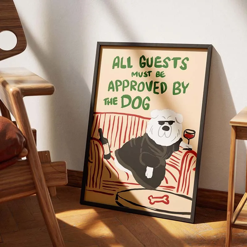 1pc frameless Canvas Painting 1pc  frameless Canvas Painting All Guests Must Be Approved By The Cat Dogs Funny Cat Dog Lovers Po