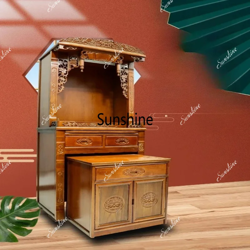 YLTT new Chinese shrine offering table God of Wealth cabinet incense case offering table household shrine three-piece set