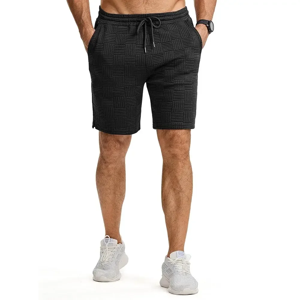 

Men's Shorts Casual Stretch Solid Short Elastic Waist Drawstring Lightweight Textured Summer Shorts