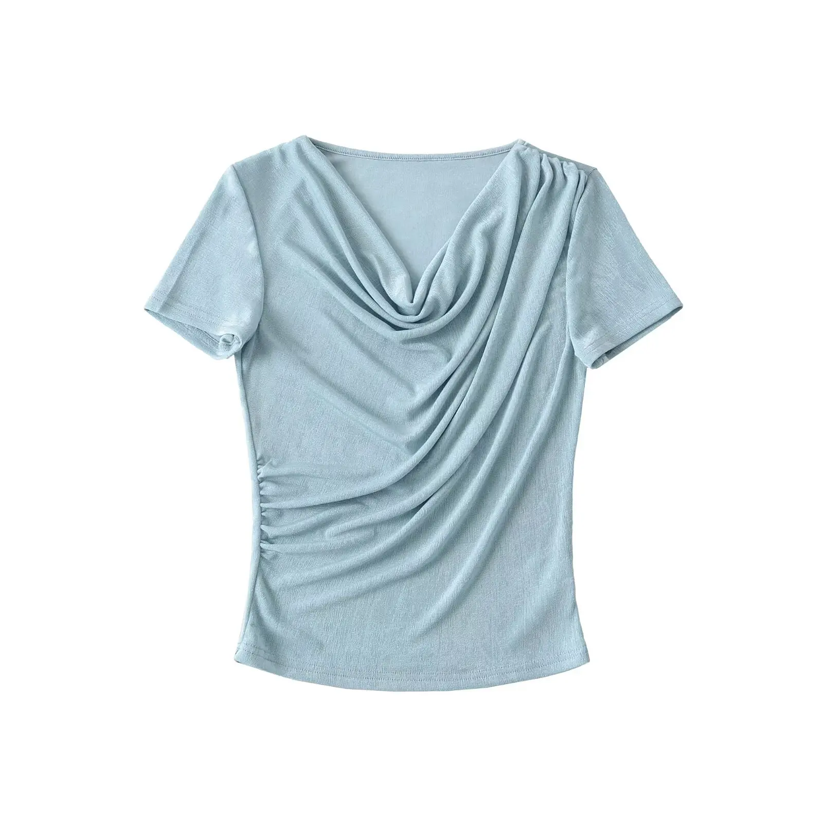 Sexy ort Sve Slim Fit T-irt Women's Summer Street Sle Pure Color Bustier Top oulder Bared Waist Cinched in Sle