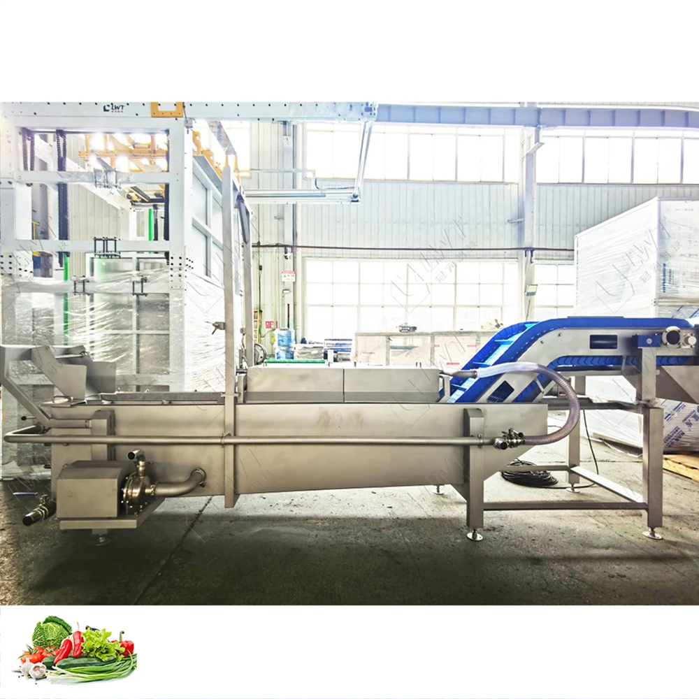 Industrial Food Washer Drying Machine Tomatoes Corn Fruits Vegetables New Onion Washer Pump PLC Bubble Cleaning Technology