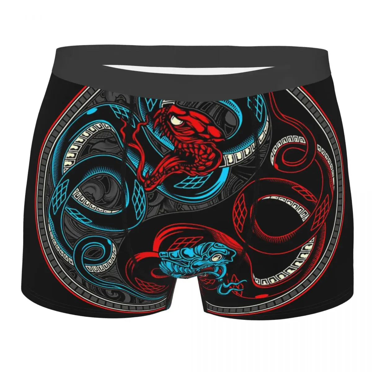 

Red & Blue Yin Yang Snakes Underpants Breathbale Panties Male Underwear Print Shorts Boxer Briefs