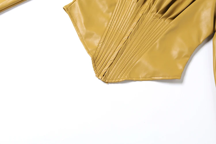Weird Puss Wild Jacke Damen Langarm Unregelmäßige Taillenbetonung Frühling Reißverschluss Luxus PU Crop Streetwear Bürodamen Klassischer Mantel – Detail 11