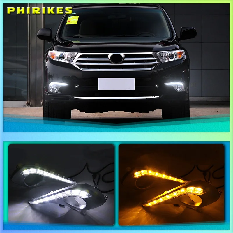 2PCS DRL For Toyota Highlander 2012 2013 2014 Daytime Running Lights fog lamp cover headlight 12V Daylight car-styling