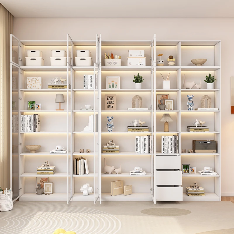 Simple bookcase to living room customization whole wall bookshelf study locker with glass door display cabinet magazine cabinet