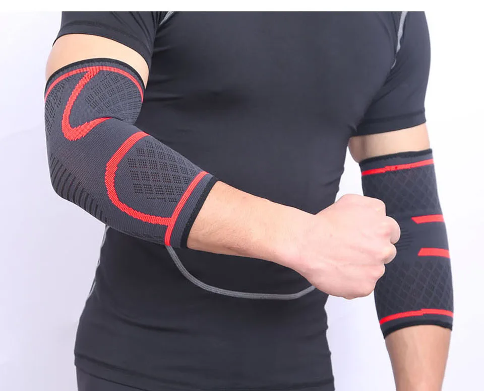 AOLIKES 1PCS Ellenbogen Unterstützung Elastic Gym Sport Ellenbogen Schutz Pad Absorbieren Schweiß Sport Basketball Arm Hülse Ellenbogen Klammer – Detail 11