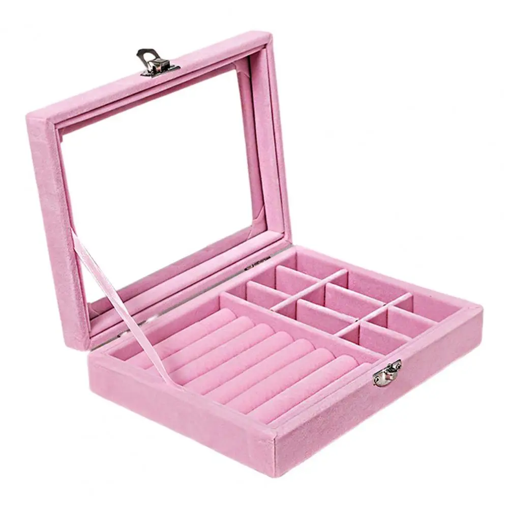 Pretty Jewelry Case  Transparent Visible Wear Resistant Jewelry Box  Bracelet Ear Studs Necklace Jewelry Box