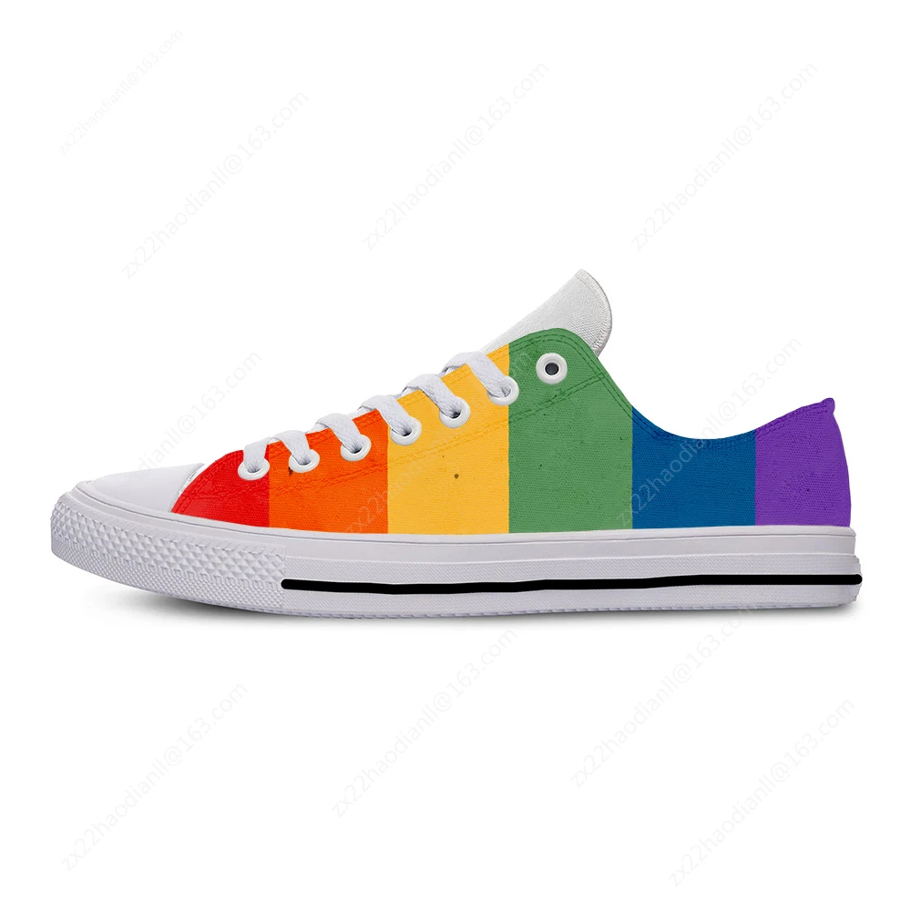 Rainbow LGBT Gay Lesbian Pride Flag Funny Fashion Casual Cloth Shoes Low Top Lightweight Breathable 3D Print Men women Sneakers