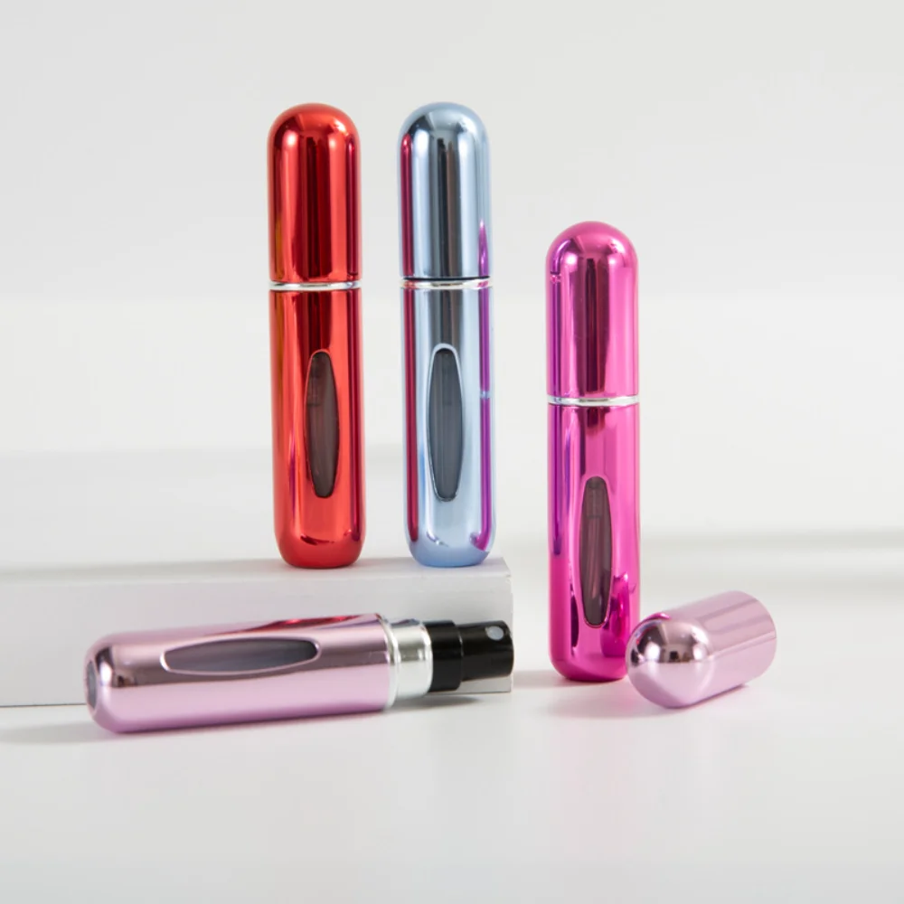 Premuim 5ml Aluminum Perfume Atomizer Self Pump Spray Bottle Bottom Direct Refill Leakproof Portable Travel Refillable Dispenser