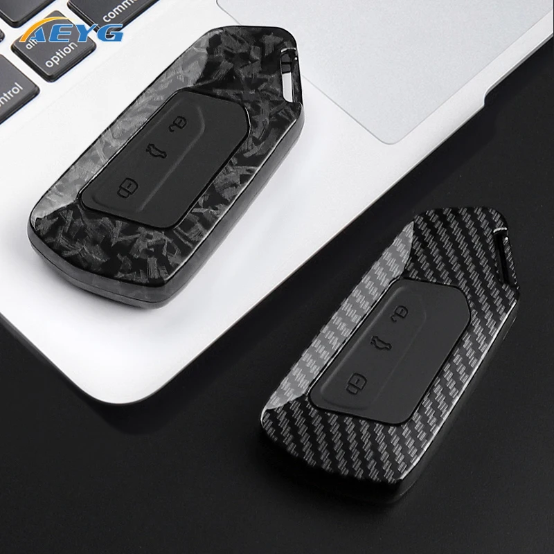 ABS Carbon Fiber Car Key Case Cover For VW Volkswagen Golf 8 Mk8 Koda Octavia 3 Buttons Smart Keyless Control Shell Accessories
