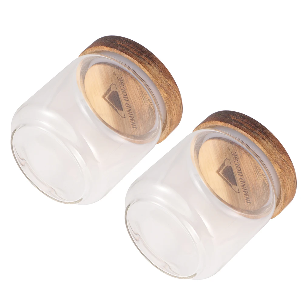 

2 Pcs Candy Jar Sugar Container Airtight Food Storage Containers Glass with Lid