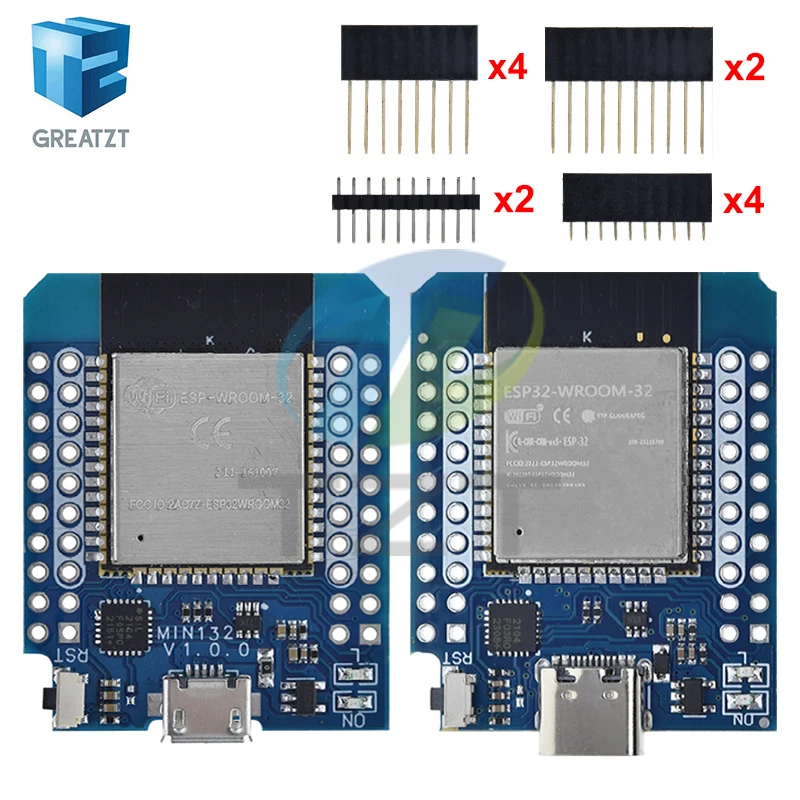 TZT For Wemos Mini D1 ESP8266 ESP32 ESP-32S WIFI Bluetooth CP2104 Development Board Module For Arduino With Pins