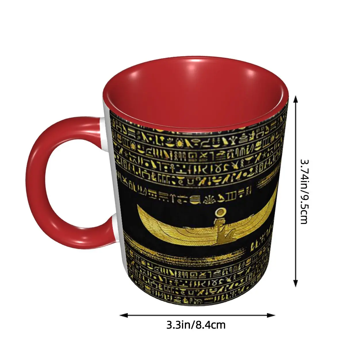 Golden Egyptian God Ornament On Black Leather Mug Funny Ceramic Coffee Cups Tea Mugs Milk Cup Drinkware Gift Friends DIY Custom