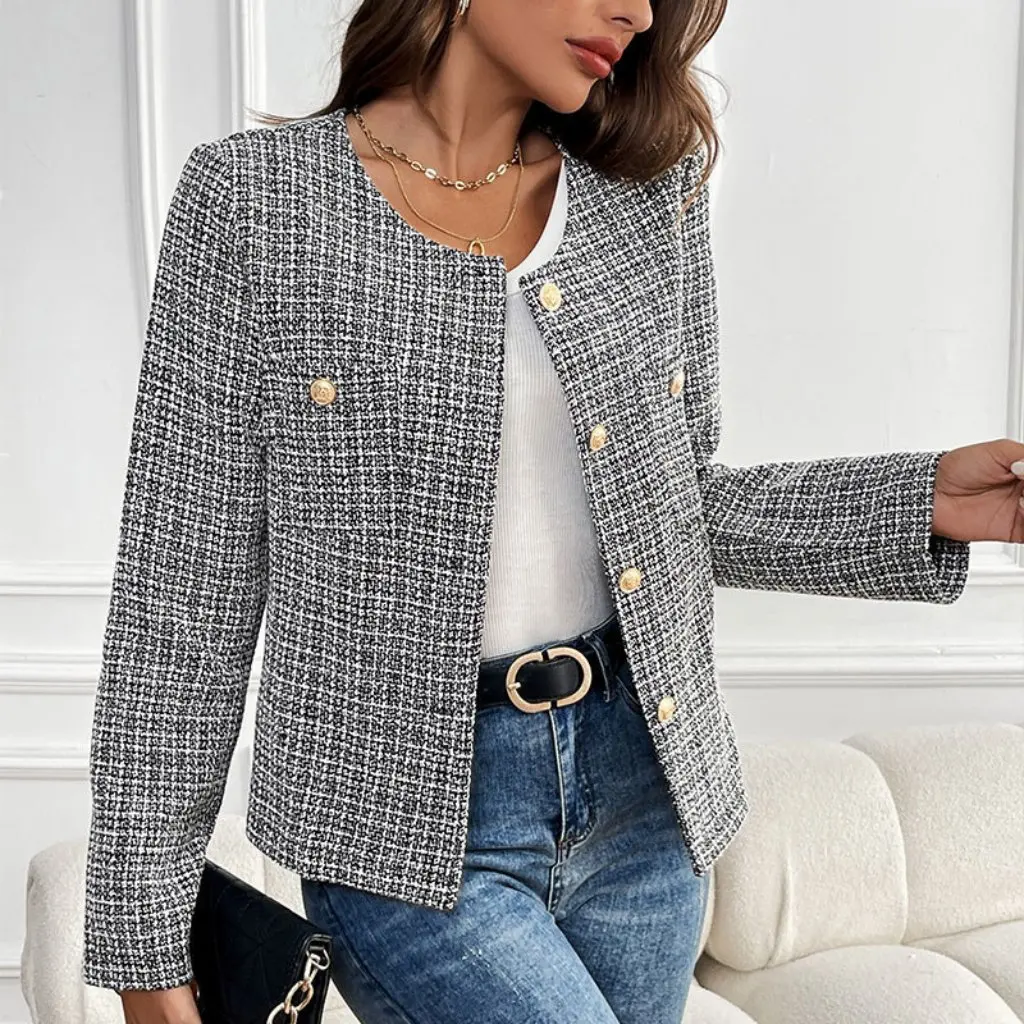 

Independent Station Women's Style Plaid Cardigan Fall/Winter Top Design Sense Jacket Fashion